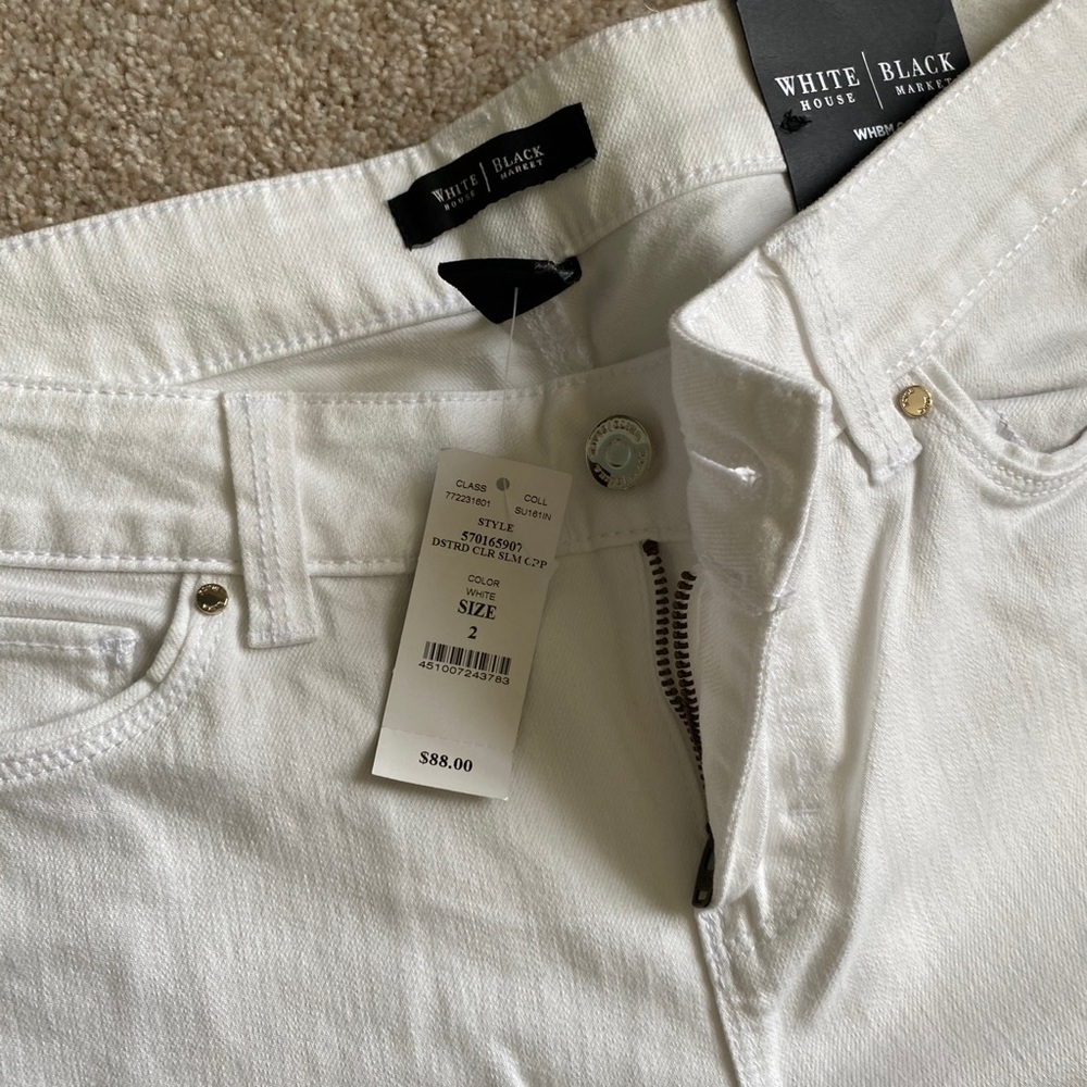 WHBH NWT cropped white jeans